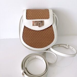Like New BAPY White Woven Convertible Crossbody Belt Bag
